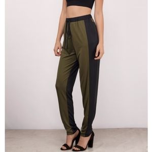 Tobi Olive Green Black Pull-On Jogger Pants, Small